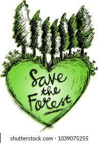 
save the forest sketchy hand drawing