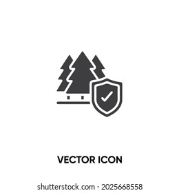 Icono para guardar vector de bosque. Ilustración vectorial plana moderna y simple para sitio web o aplicación móvil.Proteja el bosque o símbolo de árbol, ilustración de logotipo. Gráficos vectoriales perfectos para píxeles	