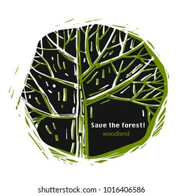 Save the forest, vector illustration.