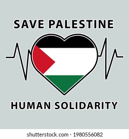save and free palestine heart flag