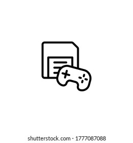 Save game icon  in black line style icon, style isolated on white background