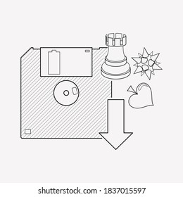 Save game icon line element. Vector illustration of save game icon line isolated on clean background for your web mobile app logo design.