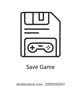 Save Game Vector Outline icon Design illustration. Gaming Symbol on White background EPS 10 File