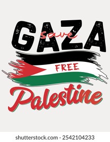 Guardar Gaza Free Palestine Ilustración vectorial de camiseta