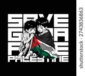SAVE GAZA FREE PALESTINE VECTOR ART