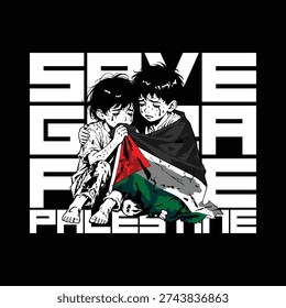 SAVE GAZA FREE PALESTINE VECTOR ART