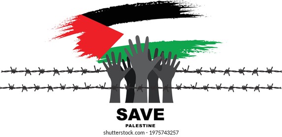 Save Gaza, save Palestine. Save Palestine concept vector illustration