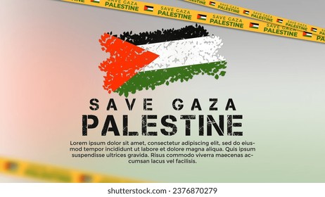 SAVE GAZA PALESTINE, Copy Space Text Area Gaza Palestine. Template for backround. Free Palestine flag wallpaper, flyer, banner vector illustration. Poster about gaza Palestine