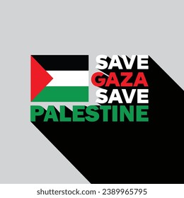Save Gaza , Save Palestine Vektor Typografie Template Design mit Widerstandshand. Palästina-Flagge Tapete, Flyer, Banner. Konzept der Freiheit für Gaza-Streifen-Shirt-Design. Israel Gazakrieg.