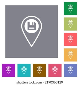 Guardar iconos planos de ubicación GPS en fondos cuadrados de color simples