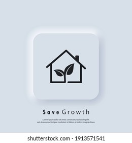 Save growth. Ecology. Environment concept. Vector. UI icon. Neumorphic UI UX white user interface web button. Neumorphism