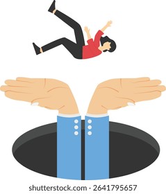 Save him, policy support and help, vigilance and prevention of financial frauds and scams, stock illustration

