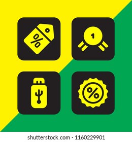 save icon. 4 save set with discount, first and usb vector icons for web and mobile app