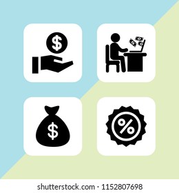 save icon. 4 save set with savings, money, discount and money bag with dollar symbol vector icons for web and mobile app