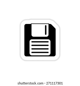Save icon - black vector illustration on a white background with shadow