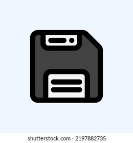 Save icon in filled line style about user interface, use for website mobile app presentation