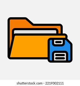 Save icon in filled line style about folders, use for website mobile app presentation