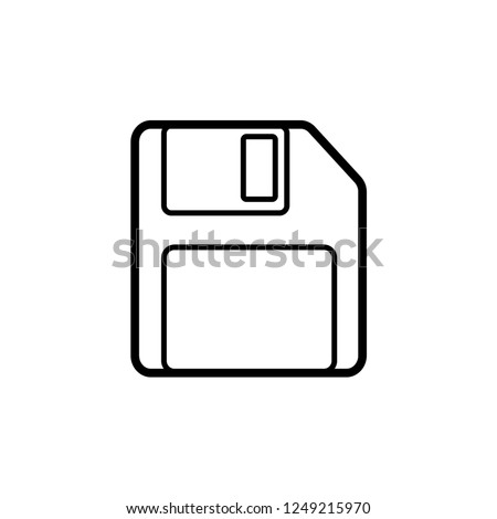 Save Icon. Floppy Disc Vector. Data Sign and Symbol in Line Art Style on White Isolated Background. EPS 10.