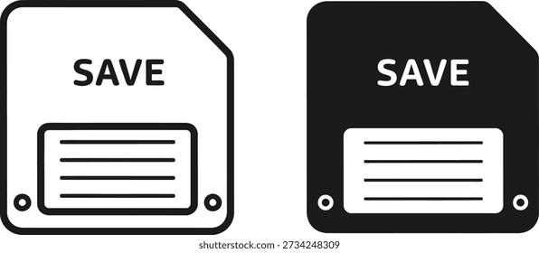 Save icon floppy disk symbols in black and white