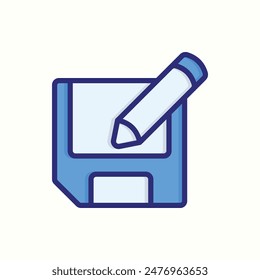 save as icon, isolated blue ui icon