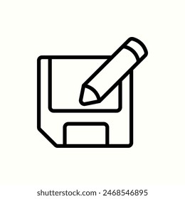 Guardar como icono, icono de línea de interfaz de usuario aislada para el proyecto