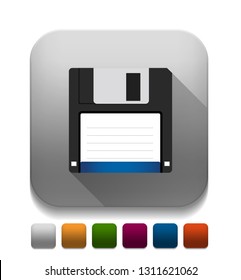 Save Icon With Long Shadow Over App Button