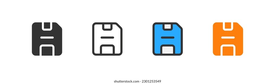 Save icon on light background. Data symbol. Backup, diskette, memory, media, storage. Flat and colored style. Flat design. 