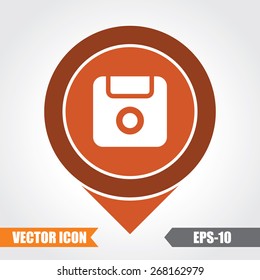Save Icon On Map Pointer. Eps.-10.