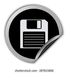 save icon - round vector sticker