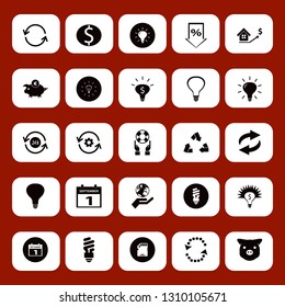 save icon set with bulb, piggy face and recycle hours vector illustration