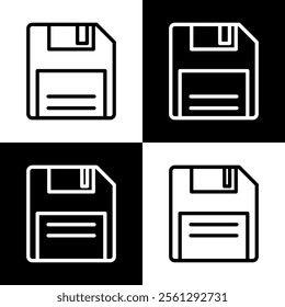 save icon set. floppy disk diskette icon. flat simple line art icon.