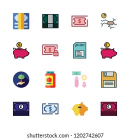 save icon set. vector set about money, conserve, memory card and drought icons set.
