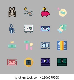 save icon set. vector set about retirement, safebox id, diskette and piggy bank icons set.