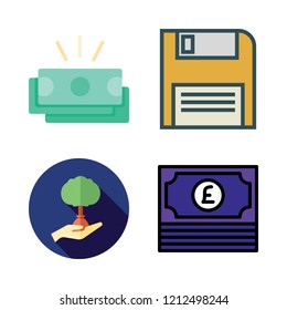 save icon set. vector set about diskette, reforestation and money icons set.