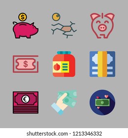 save icon set. vector set about money, conserve, drought and piggy bank icons set.