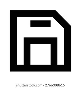 Save icon in sharp bold line style for file storage, backup, or autosave actions. Perfect for apps, dashboards, and digital interfaces needing clear visuals for preserving or saving data.