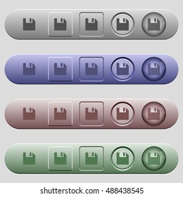Save icons on rounded horizontal menu bars in different colors and button styles
