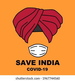 Save India covid-19 logo vector art