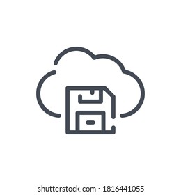 Save Information on Cloud Service line icon. Save button with Cloud vector outline sign.