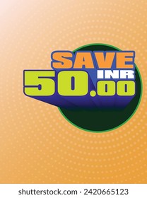 Save INR 30 vector badge template, Save 30, 30 INR Save, background