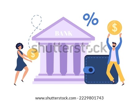 Save investment concept, deposit and get cash from bank. Deposit for business investment financial vector illustration