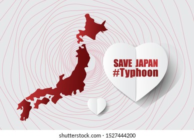 Save For Japan Message On Gray Background; Design For Support And Help To People; Charity; Donate After Typhoon Landslide; Vector Illustration.