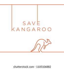 save kangaroo line art backdrop vector template illustration