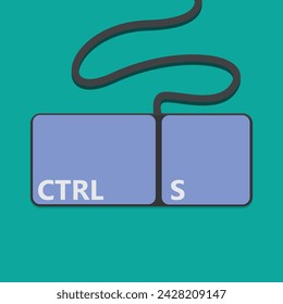 Save keyboard shortcut vector ilustration. Ctrl+S vector hotkeys