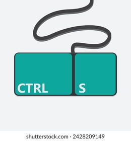 Save keyboard shortcut vector ilustration. Ctrl+S vector hotkeys