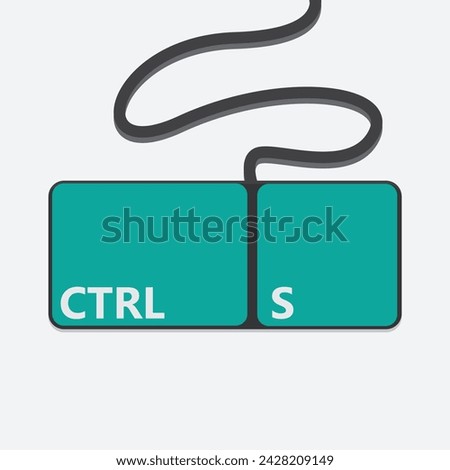 Save keyboard shortcut vector ilustration. Ctrl+S vector hotkeys