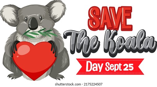Save the koala day banner design illustration