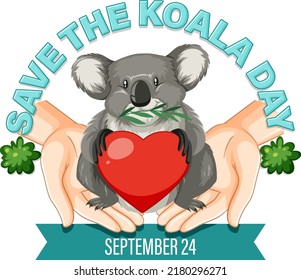 Save the koala day banner design illustration