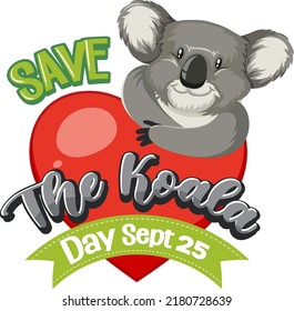 Save the koala day banner design illustration
