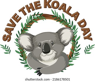 Save the koala day banner design illustration